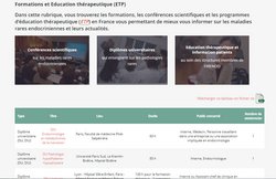 Capture d'&eacute;cran de la rubrique FIRENDO "Formation et &eacute;ducation patient"