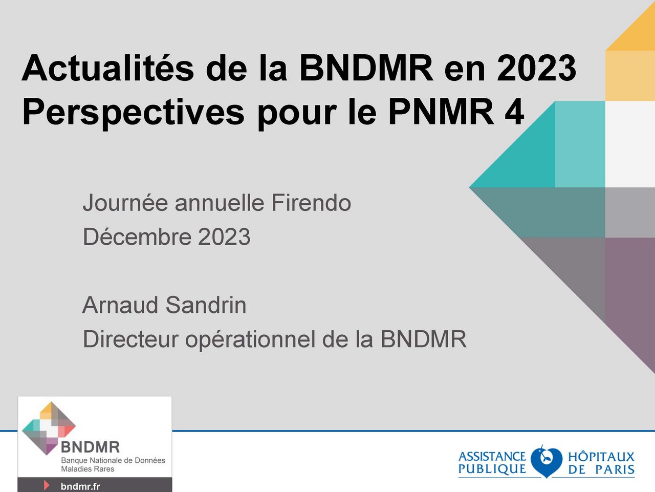 Arnaud Sandrin "Actualit&eacute;s de la BNDMR en 2023 et les prespectives pour le Plan National Maladies Rares 4"
