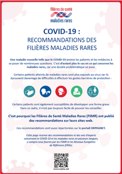 Poster recommandations fili&egrave;res maladies rares, gestes barri&egrave;re, portail ORPHANET