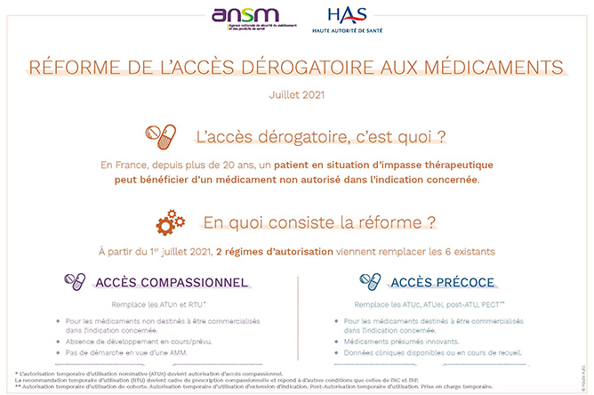 Cr&eacute;dit : ANSM et HAS, extrait de l'infographie sur l'acc&egrave;s d&eacute;rogatoire 2021